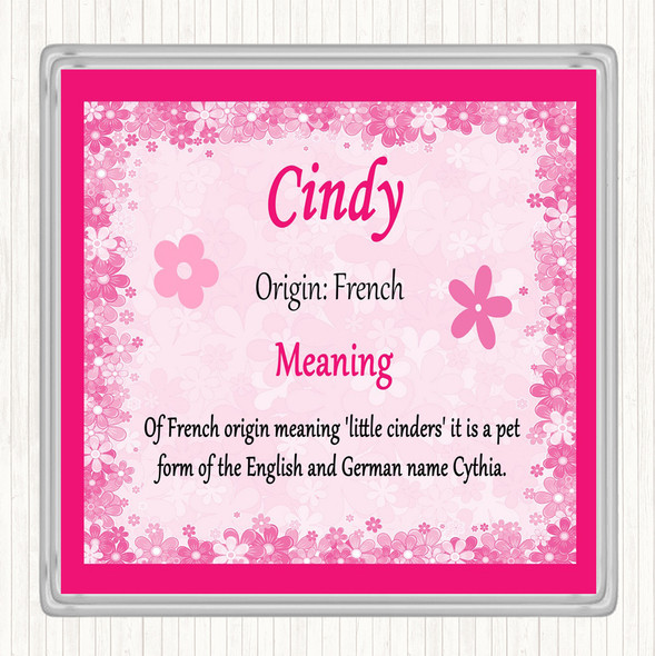 Cindy Name Meaning Coaster Pink