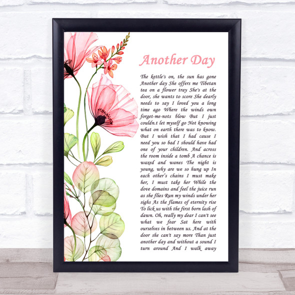 Roy Harper Another Day Floral Poppy Side Script Song Lyric Print