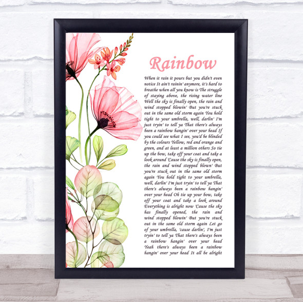 Kacey Musgraves Rainbow Floral Poppy Side Script Song Lyric Print