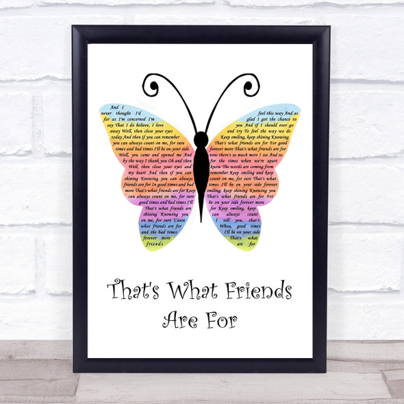 Dionne Warwick That's What Friends Are For Rainbow Butterfly Song Lyric Print