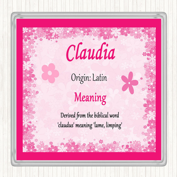 Claudia Name Meaning Coaster Pink