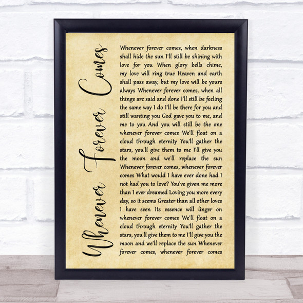 Dolly Parton feat. Collin Raye Whenever Forever Comes Rustic Script Song Lyric Print