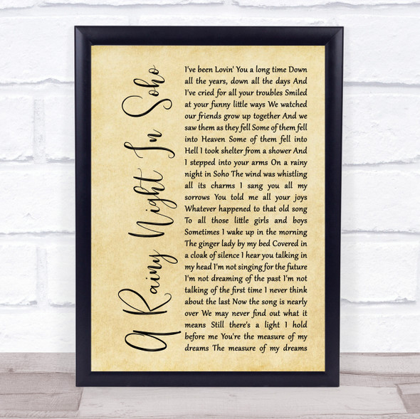 The Pogues A Rainy Night In Soho Rustic Script Song Lyric Print