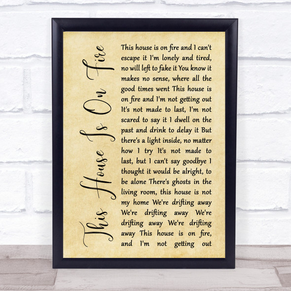 Dead Man Winter This House Is on Fire Rustic Script Song Lyric Print