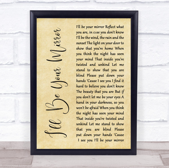 Lou Reed I'll Be Your Mirror Rustic Script Song Lyric Print
