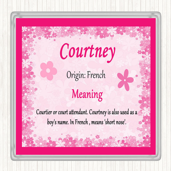 Courtney Name Meaning Coaster Pink