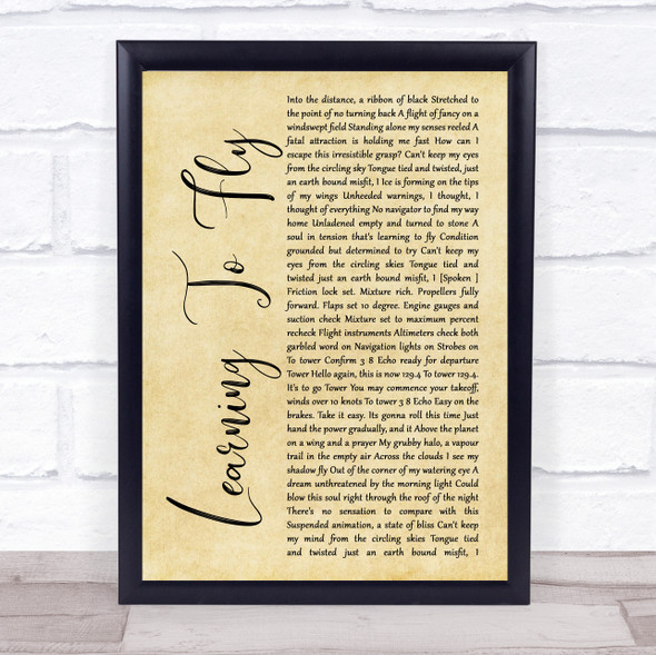 Pink Floyd Learning To Fly Rustic Script Song Lyric Print