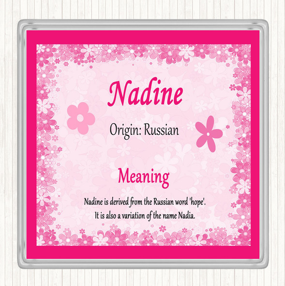 Nadine Name Meaning Coaster Pink