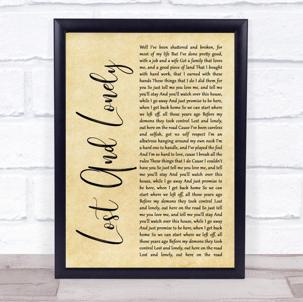 Aaron Lewis Lost And Lonely Rustic Script Song Lyric Print