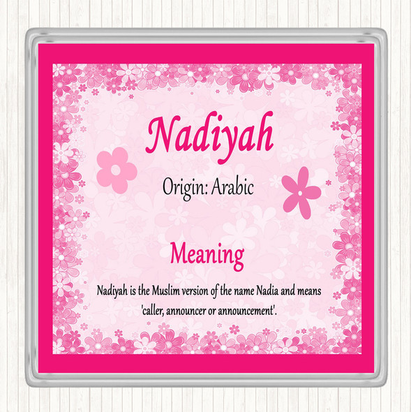 Nadiya Name Meaning Coaster Pink