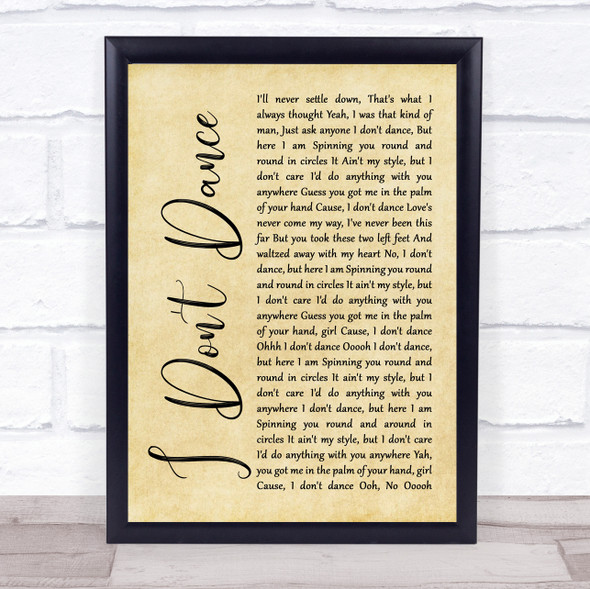 Lee Brice I Don't Dance Rustic Script Song Lyric Print