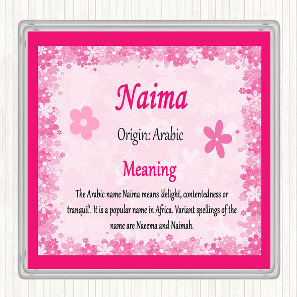 Naima Name Meaning Coaster Pink