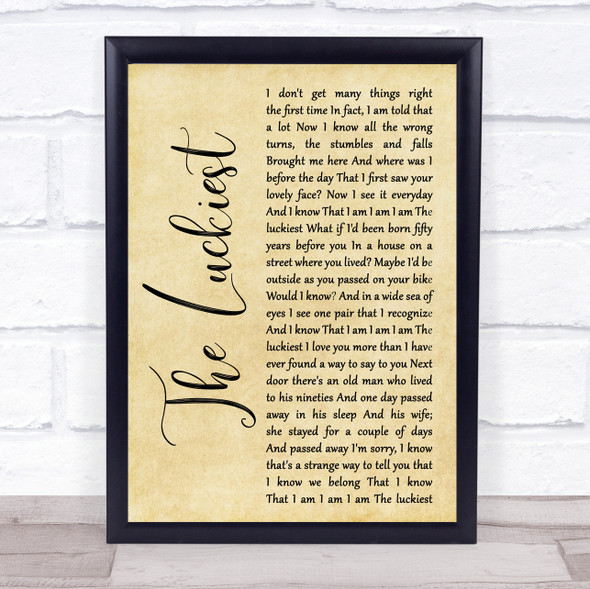 Ben Folds The Luckiest Rustic Script Song Lyric Print