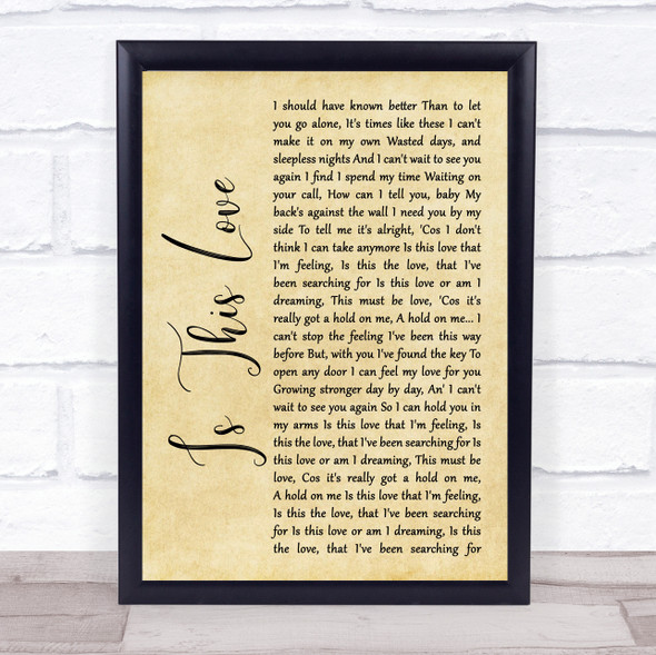 Whitesnake Is This Love Rustic Script Song Lyric Print