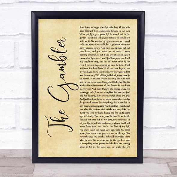 Fun. The Gambler Rustic Script Song Lyric Print