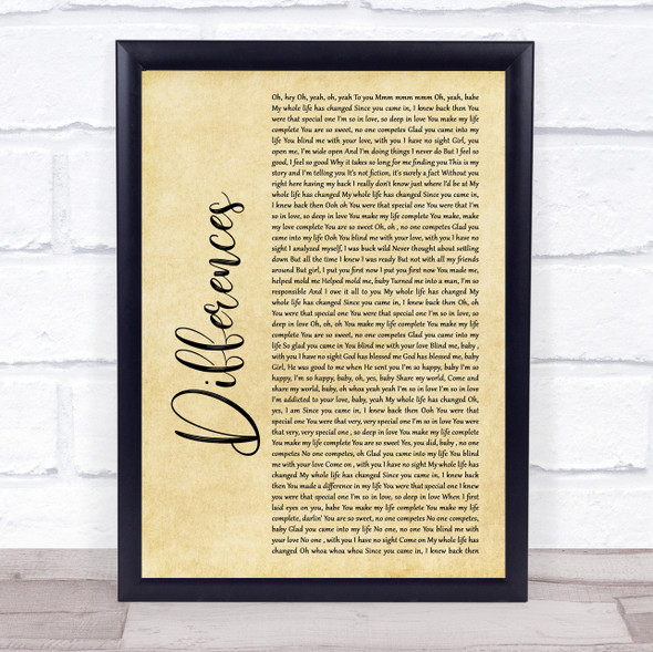 Ginuwine Differences Rustic Script Song Lyric Print