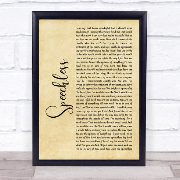 Anita Wilson Speechless Rustic Script Song Lyric Print