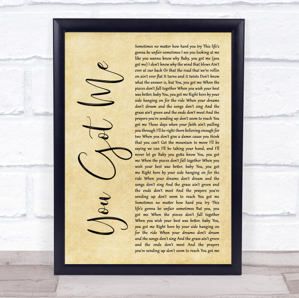 Olivia Lane You Got Me Rustic Script Song Lyric Print