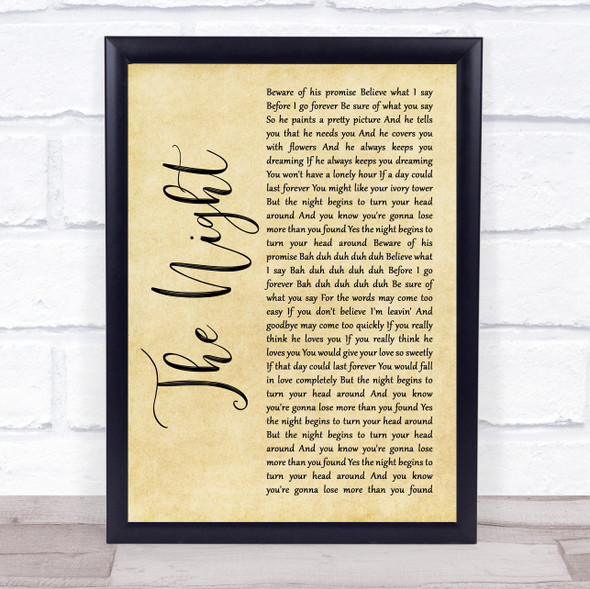 Frankie Valli & The Four Seasons The Night Rustic Script Song Lyric Print