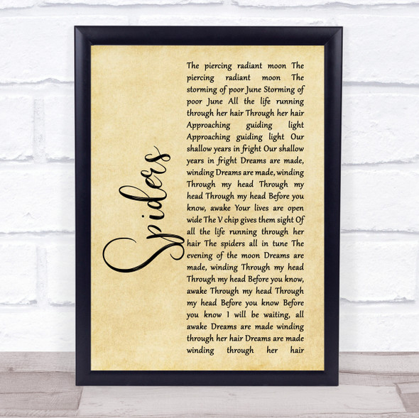 System Of A Down Spiders Rustic Script Song Lyric Print