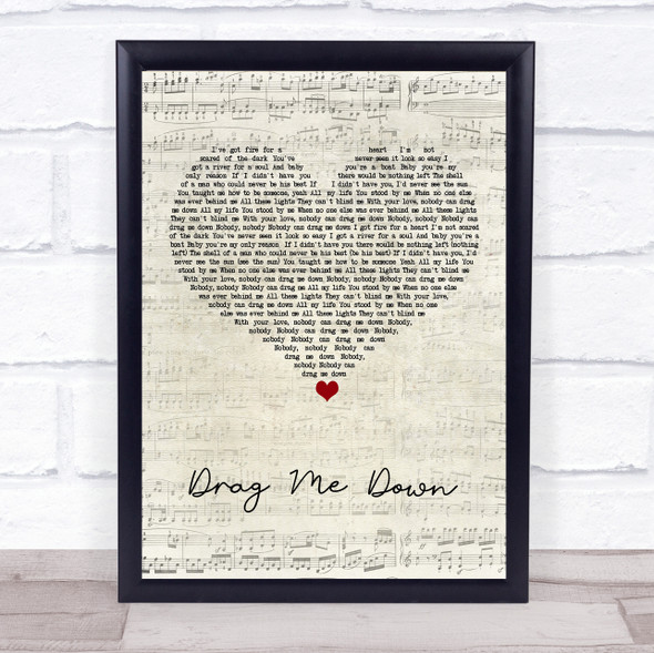 One Direction Drag Me Down Script Heart Song Print