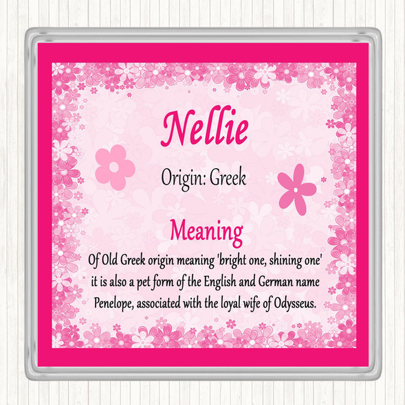 Nellie Name Meaning Coaster Pink