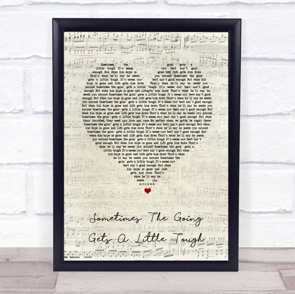 Finn Sometimes The Going Gets A Little Tough Script Heart Song Lyric Print