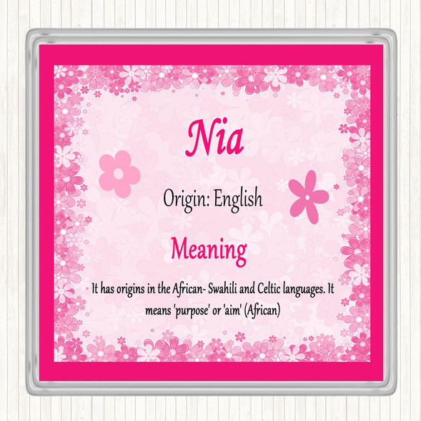 Nia Name Meaning Coaster Pink