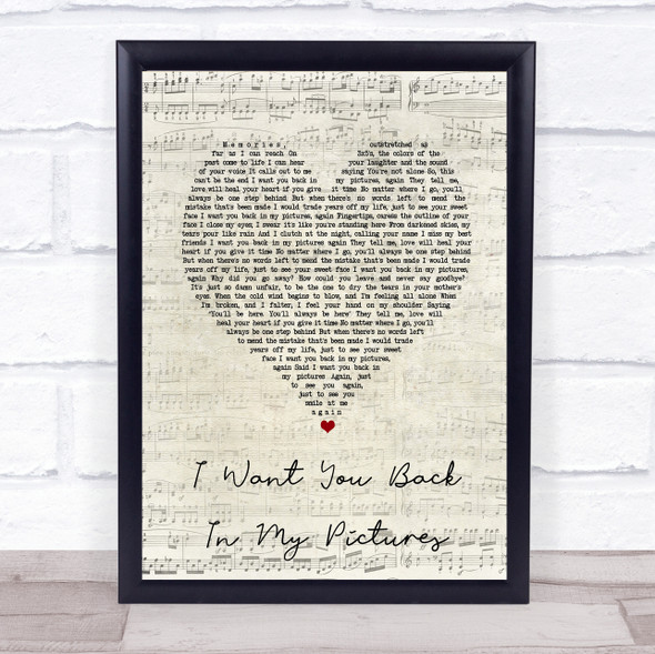 Christopher L. Merrill I Want You Back In My Pictures Script Heart Song Lyric Print