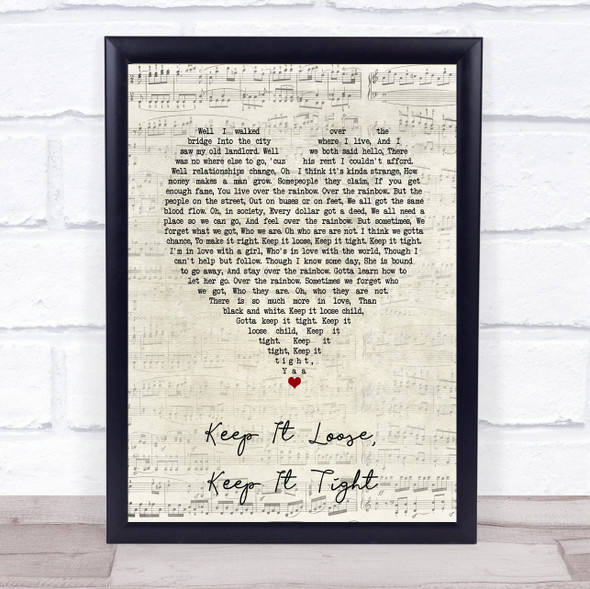 Amos Lee Keep It Loose, Keep It Tight Script Heart Song Lyric Print