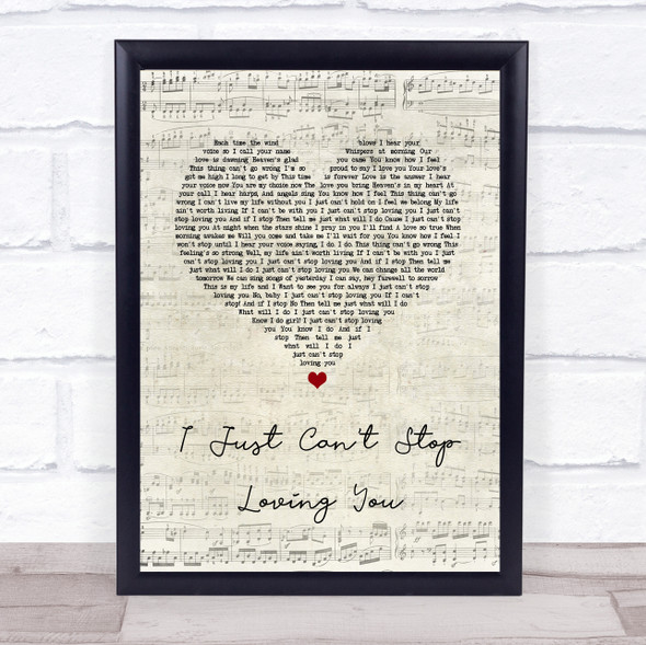 Michael Jackson I Just Can't Stop Loving You Script Heart Song Lyric Print