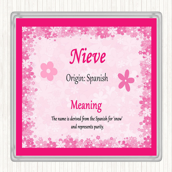 Nieve Name Meaning Coaster Pink