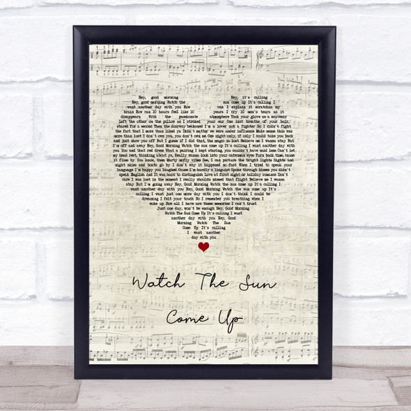 Example Watch The Sun Come Up Script Heart Song Lyric Print