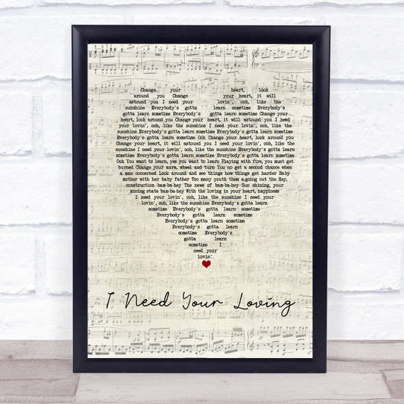 Baby D I Need Your Loving Script Heart Song Lyric Print