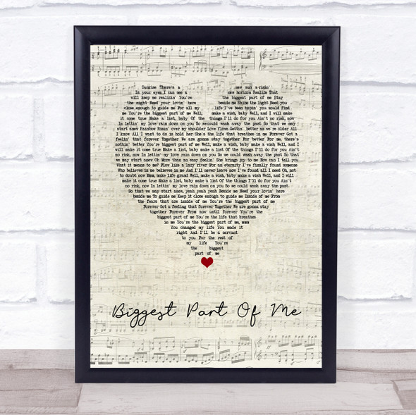 Ambrosia Biggest Part Of Me Script Heart Song Lyric Print