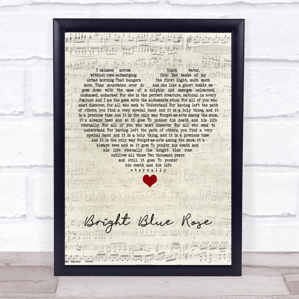 Christy Moore Bright Blue Rose Script Heart Song Lyric Print