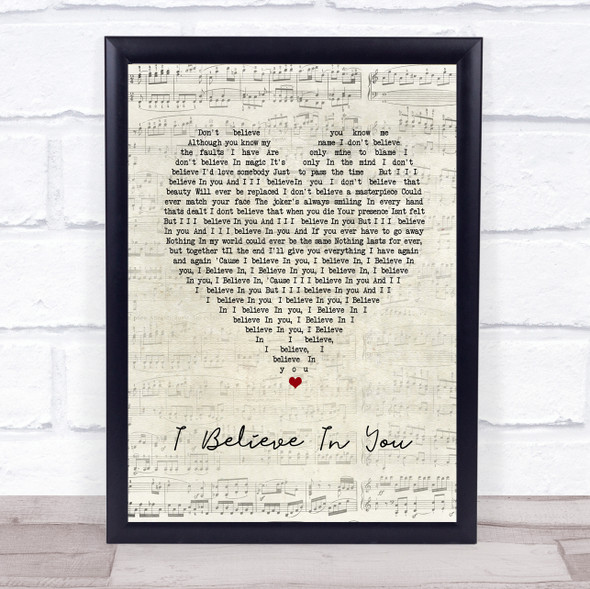 Kylie Minogue I Believe In You Script Heart Song Lyric Print