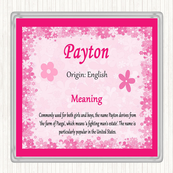 Payton Name Meaning Coaster Pink