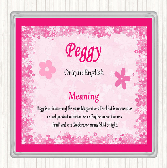 Peggy Name Meaning Coaster Pink