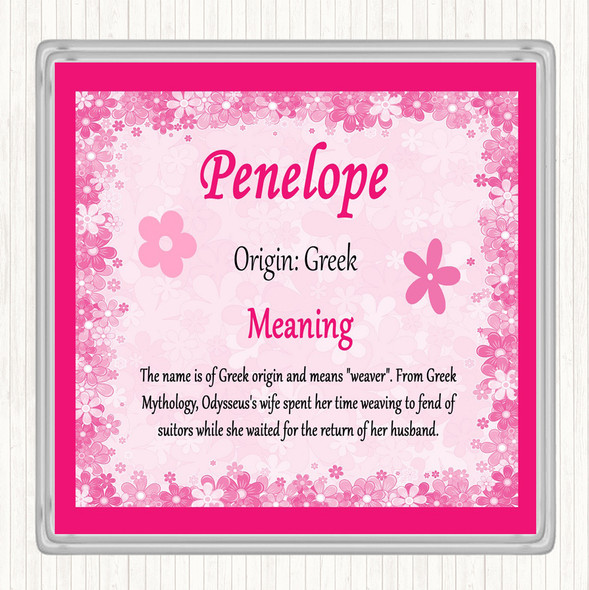 Penelope Name Meaning Coaster Pink