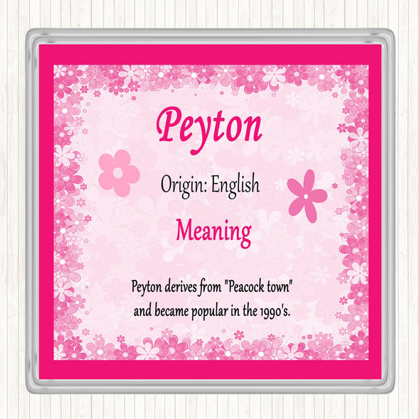 Peyton Name Meaning Coaster Pink