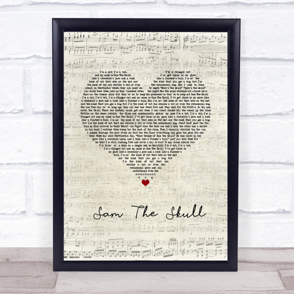 Alastair McDonald Sam The Skull Script Heart Song Lyric Print