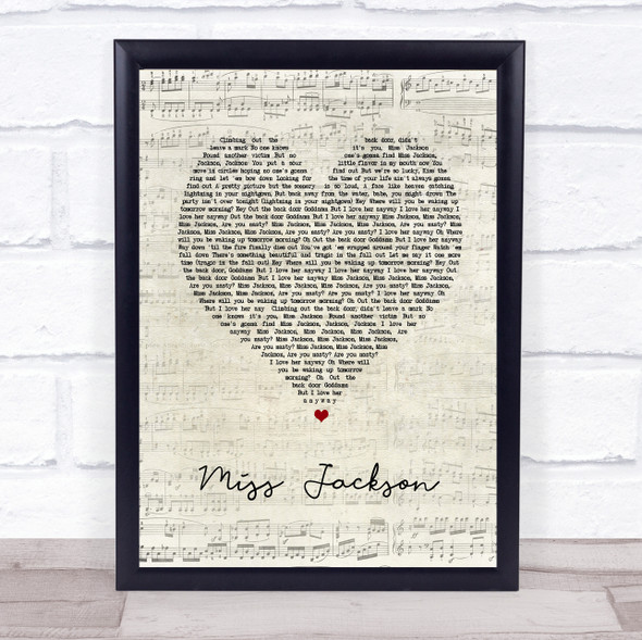 Panic! At The Disco Miss Jackson Script Heart Song Lyric Print