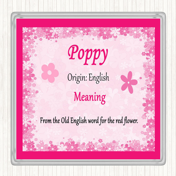 Poppy Name Meaning Coaster Pink