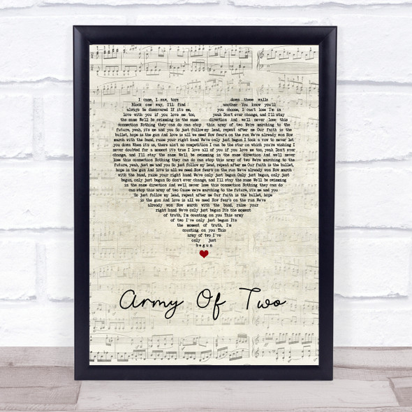 Olly Murs Army Of Two Script Heart Song Lyric Print