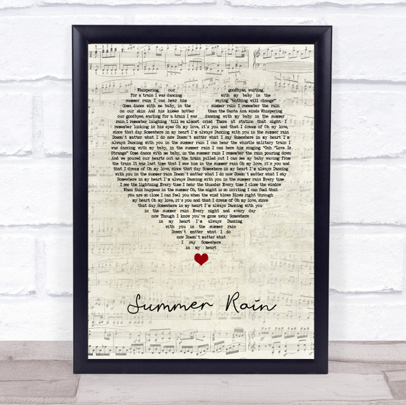 Belinda Carlisle Summer Rain Script Heart Song Lyric Print