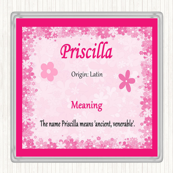 Priscilla Name Meaning Coaster Pink