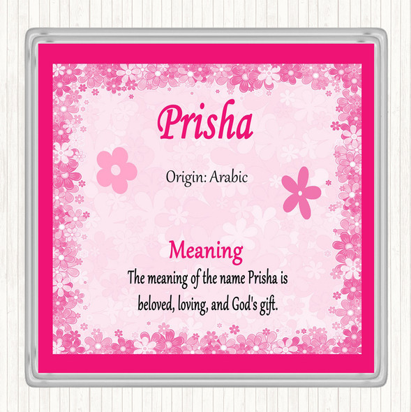 Prisha Name Meaning Coaster Pink