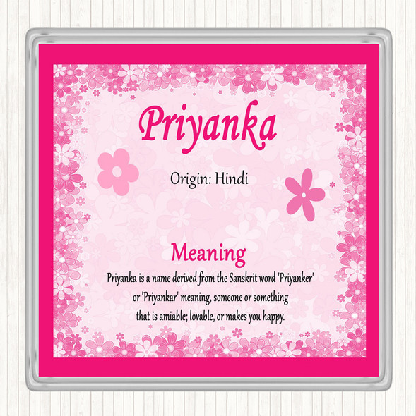 Priyanka Name Meaning Coaster Pink