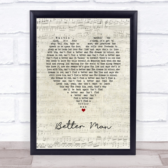 Pearl Jam Better Man Script Heart Song Lyric Print